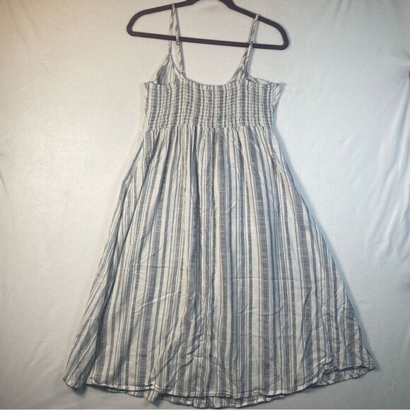 Roxy Smocked Black/White Striped Sleeveless Dress Size Small - Picture 2 of 15